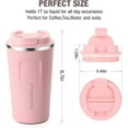 thumbnail image 4 of 17oz Stainless Steel Vacuum Insulated Tumbler - Coffee Travel Mug Spill Proof with Lid - coffee Cup for Keep Hot/Ice Coffee Tea and Beer (Pink), 4 of 8