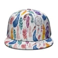 thumbnail image 2 of Earthy Tone Snapback Hat - Retro Abstract Pattern, Adjustable Flat Brim Back Cap with Worn-Out Look, 2 of 8