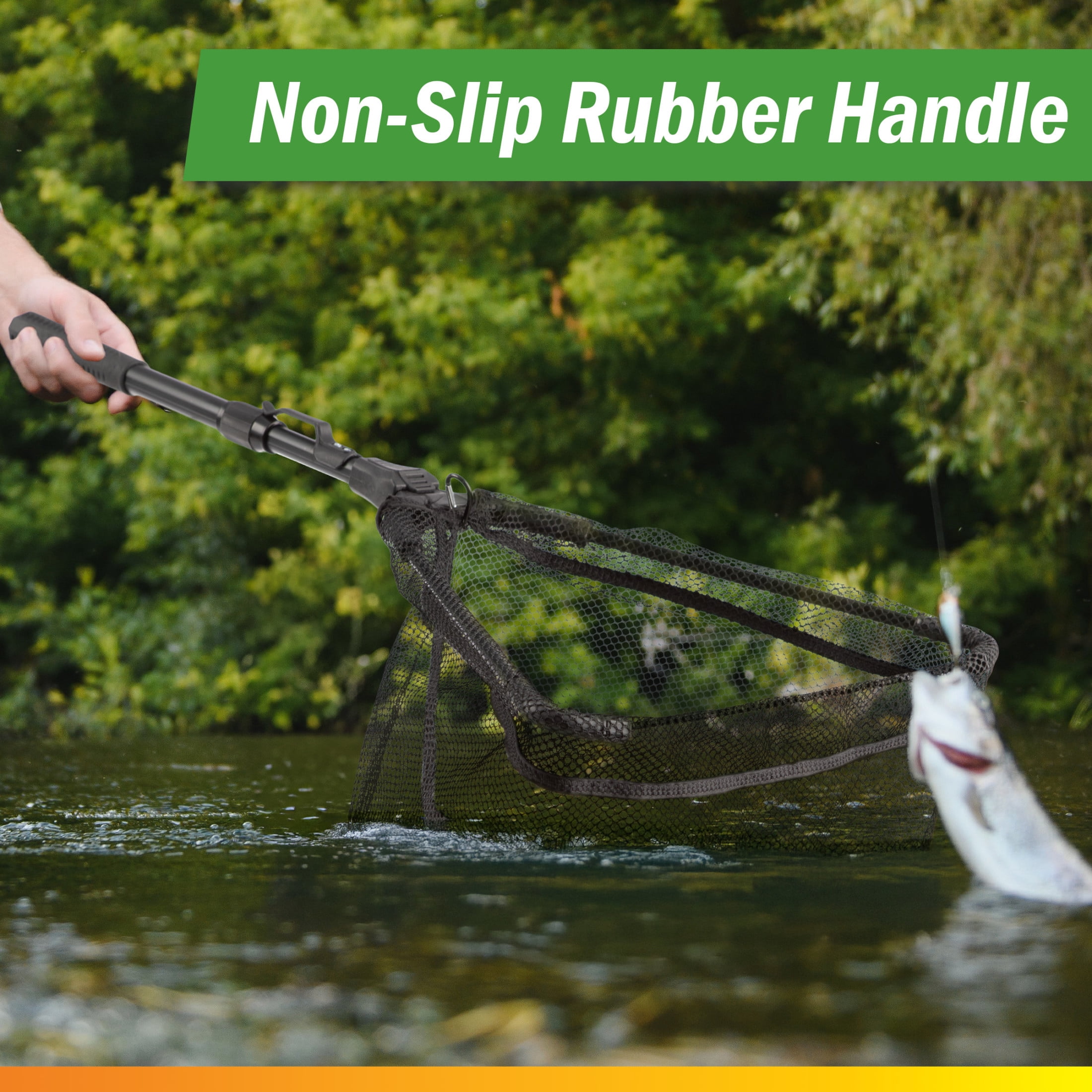 Wakeman Outdoors Collapsible Fishing Net with Telescopic Handle and Foldable Head
