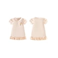 thumbnail image 2 of BemeyourBBs Toddler Baby Girls Back to School Dress Kindergarten Outfits Baby Girl First Day of School Outfit Cute Apple Embroidery Puff Short Sleeve Collared Button Summer Ruffled Dress, 2 of 9