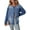Beau Blue, variant on Oversized Jean Jackets for Women Denim Jacket with Contrast Trim Long Sleeve Button Down Jean Coat with Pockets Outerwear