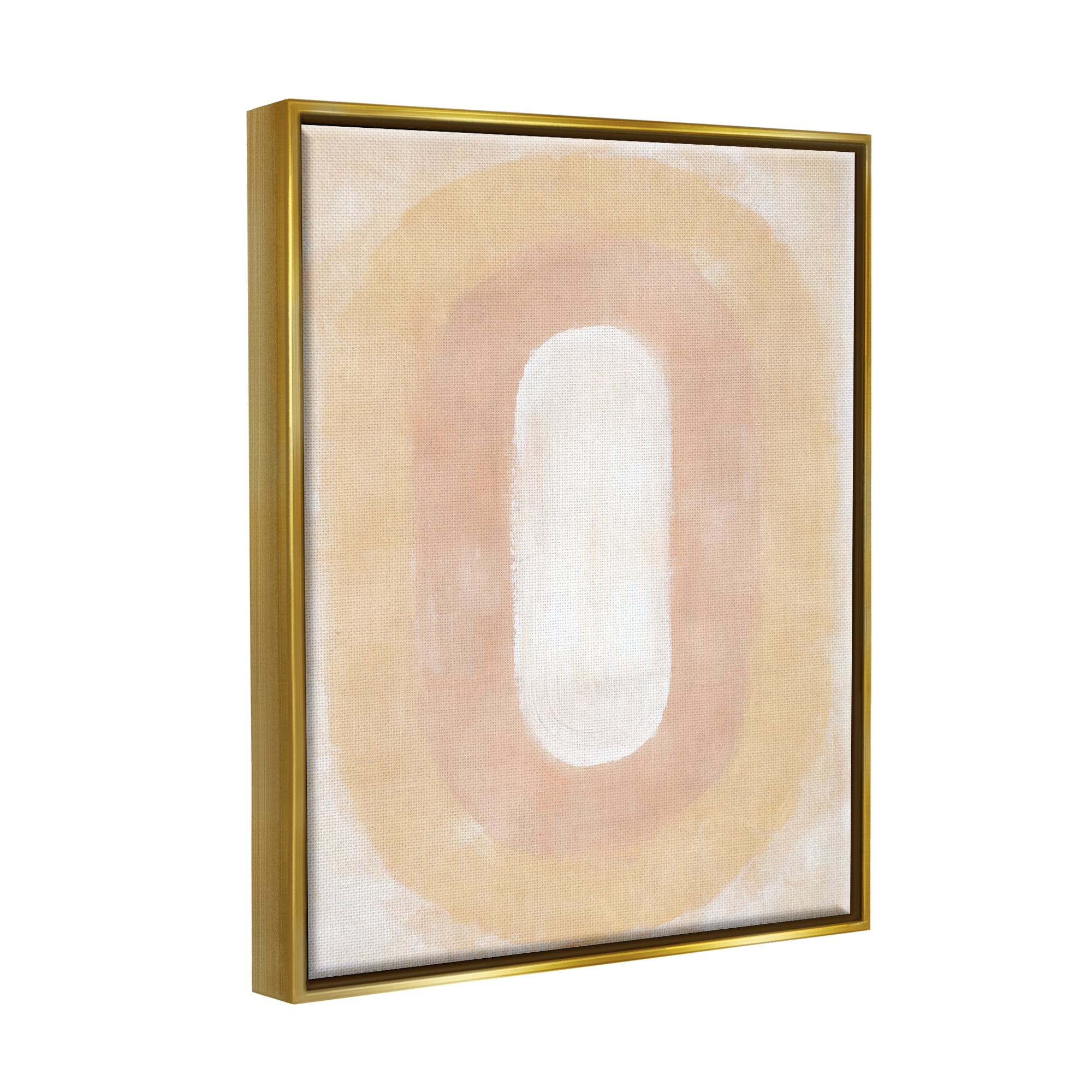 Stupell Industries Abstract Geometric Oval Abstract Painting Gold Floater Framed Canvas Art Print Wall Art, 25 x 31