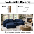 thumbnail image 5 of Aukfa 111" Cloud Sectional Sofa Deep Seat Boneless Couch with USB&Cupholdes Storage Console, Modular L-Shaped Couch for Living Room, Corduroy, Blue, 5 of 9