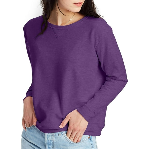 SMZ Women's Ecosmart V-Notch Crewneck Sweatshirt, Fleece Pullover Sweatshirt For Women