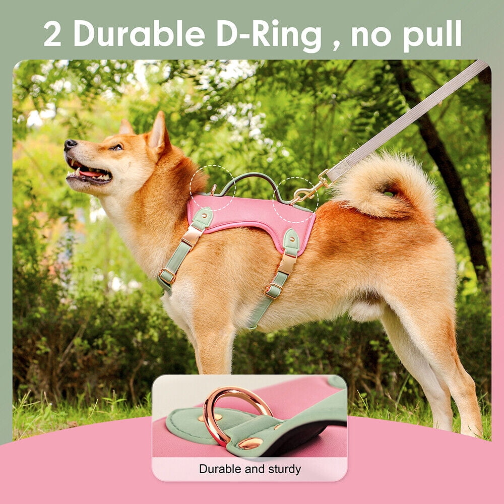 Pet Artist PU Leather Dog Harness with Handle No Pull Soft Padded Vest Adjustable Medium Large