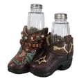 thumbnail image 5 of Rustic Cowgirl Turquoise Flowers Stars Double Boots Salt Pepper Shakers Holder, 5 of 9