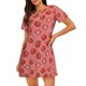 thumbnail image 1 of Fotbe Red Strawberry Bata de Dormir para Mujer con Estampado, Camisón de Algodón de Manga Corta, Ropa de Dormir Casual, 1 of 6