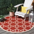 thumbnail image 2 of SAFAVIEH Courtyard Carol Geometric Indoor/Outdoor Area Rug, Red/Beige, 6'7" x 6'7" Round, 2 of 11