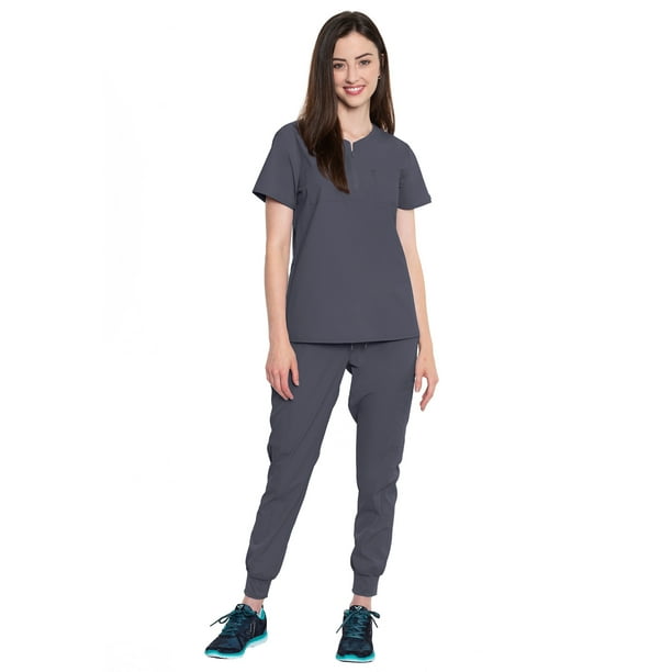 Med Couture Med Couture Peaches Women’s Zip Neck Scrub Top & Seamed