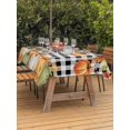 thumbnail image 2 of Outdoor Tablecloth with Umbrella Hole and Zipper, Orange Green Pumpkins Fall Rectangle Table Cloth 60x102 Inch Waterproof Tablecloth, Thanksgiving Botanical Plaid Picnic Table Cover for Patio Camping, 2 of 7