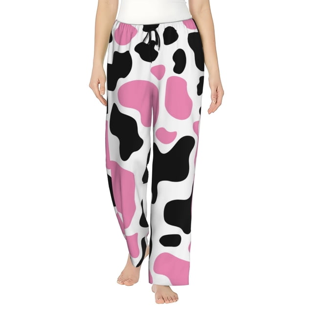 Balery Cow Spots Pantalones de pijama para mujer, pijamas ultraligeros, pantalones de estar por casa-3X-Large