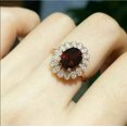 thumbnail image 2 of 2.50Ct Oval Cut Simulated Red Garnet Women's Halo Engagement Ring 14K Yellow Gold Plated, 2 of 4