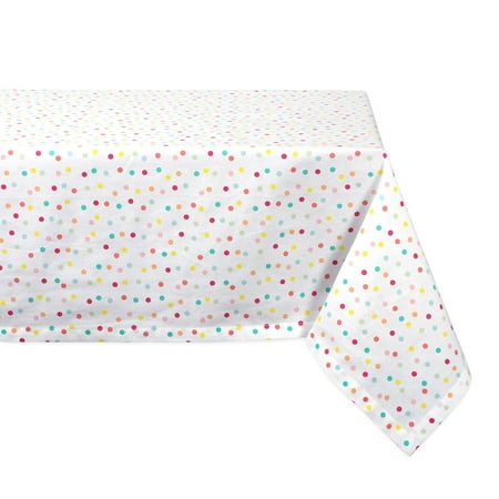 

52 Pearl White and Pink Polka Dots Printed Square Tablecloth