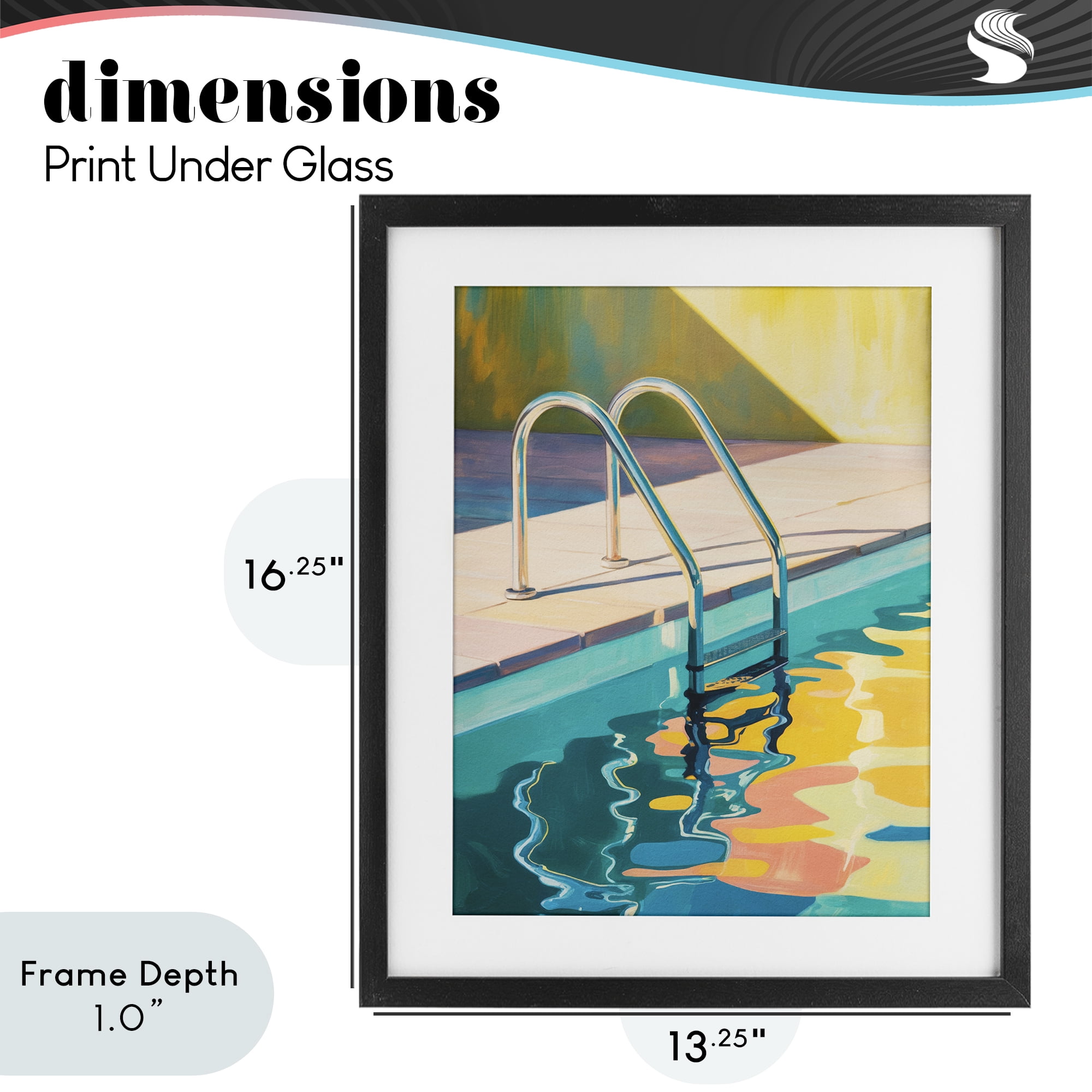 Stupell Industries Pool Ladder At Sunset Black Framed Print Under Glass, design by Andreas Magnusson