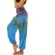 thumbnail image 4 of Pantalones Boho para mujer Harem Cintura fruncida Yoga Hippie Palazzo Pantalones de playa de verano talla única ER, 4 of 5