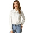 thumbnail image 1 of Camisa Casual con Botones Manga Larga Allegra K Corbata de Lazo Para Mujer Blanco L, 1 of 6