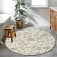 thumbnail image 5 of Farmhouse Sage Green Floral Washable Round Area Rug 3 ft, Linen Boho Paisley Flower Rustic , Soft Non Slip Rugs Stain Repellent Indoor Felt Carpet for Living Dining Room Bedroom Home Office, 5 of 9