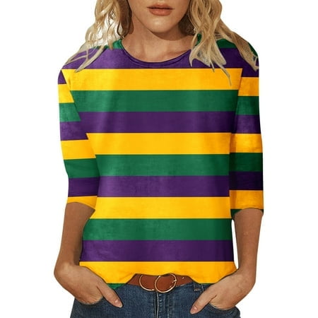 PMUYBHF T-Shirt Imprimé Joyeuses Fêtes Manches 3/4 Col Rond Blouse 4600 TTG