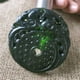 thumbnail image 4 of Jade pendant, made of black ink jade with openwork snake pattern, translucent green under light, magnetic jade., 4 of 4