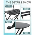 thumbnail image 5 of Outdoor Furniture Patio Set Bistro Table Set 3 piece Patio Set Steel Patio Bistro Set Small Patio Table And Chairs Folding Bistro Set For Lawn Balcony Backyard Yard Bistro Apartment Black, 5 of 7