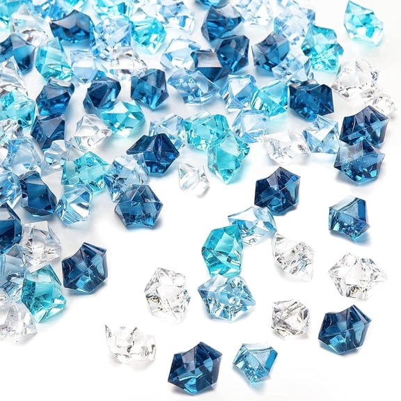 TAETOE 200PCS Assorted Blue Fake Ice Rocks Vase Fillers, Aquarium Gravels Small Stones for Fish Tanks Decorations Home Table Scatter
