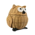 thumbnail image 4 of Brown Owl Rattan Storage Basket with Lid Decorative Home Decor Hand Woven Shelf Organizer Cute Handmade Handcrafted Gift Art Decoration Artwork Wicker Size: Large, 9.5" tall x 9.5" wide x 8" deep, 4 of 8