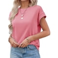 thumbnail image 2 of Women Summer Cap Sleeve Tank Top Crew Neck Solid Casual Basic Tee Shirt, 2 of 6