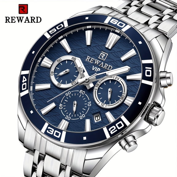Men's Waterproof Luxury Large Dial Men's Watch Stainless Steel Quartz Analog Dress Watch Men's Luminous Watch Timer Calendar Multifunctional Men's Watch