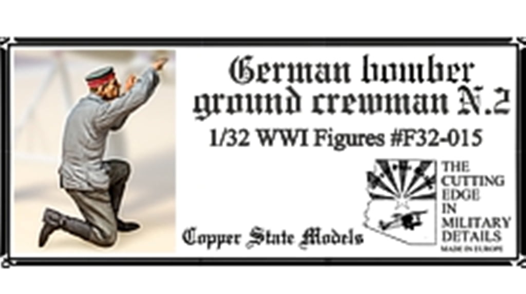 Copper State Models 1/32 GERMAN WWI BOMBER GROUND CREWMAN Resin Figure #2 