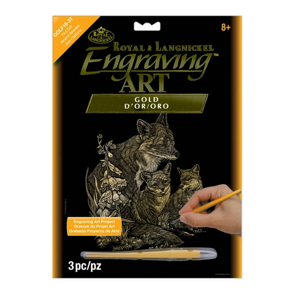 Royal & Langnickel(R) Gold Foil Engraving Art Kit 8"X10"-Fox & Cubs