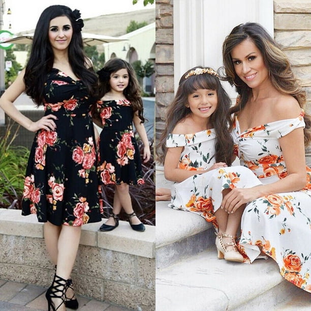 sachin and babi light blue dress TUMMAHY Mommy And Me Matching Long Sleeve Floral Dress Set Pink Floral  Print For Children And Girls * 2 Headbands + 1 Hair Clip Summer Casual  Holiday Family Outfit With Accessories, for Outdoor main image 1