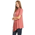 thumbnail image 2 of Women's Jersey Short Sleeve Solid Open Front Draped Casual Work Office Wear Cardigan MADE IN USA (S-3XL), 2 of 5