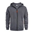 thumbnail image 2 of Men's Hoodie with Zipper Arm Pocket, Fleece Cardigan Oversized Casual Pullover for Daily Wear, Lounge,Dark Gray,2XL, 2 of 6