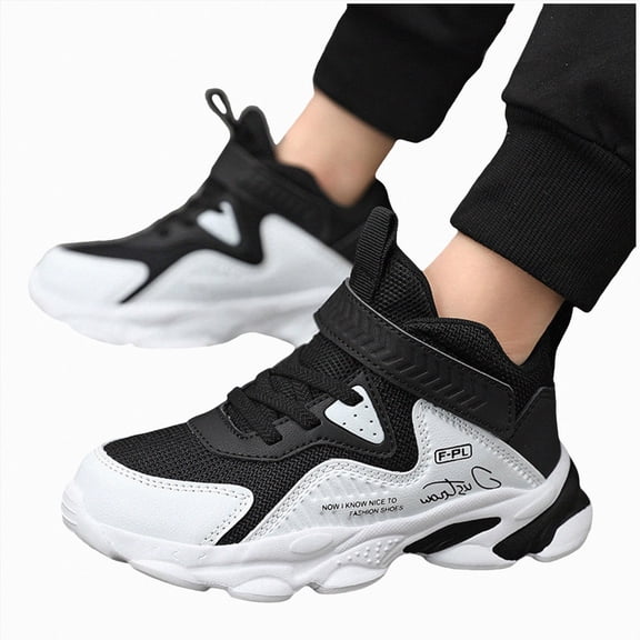 NIEWTR Kids Boys and Boys Athletic Slip-On Sneakers, Lightweight Running Shoes for Toddler, Little Kid, and Big Kid for Walking Running Gym and Fitness Training(White,12)