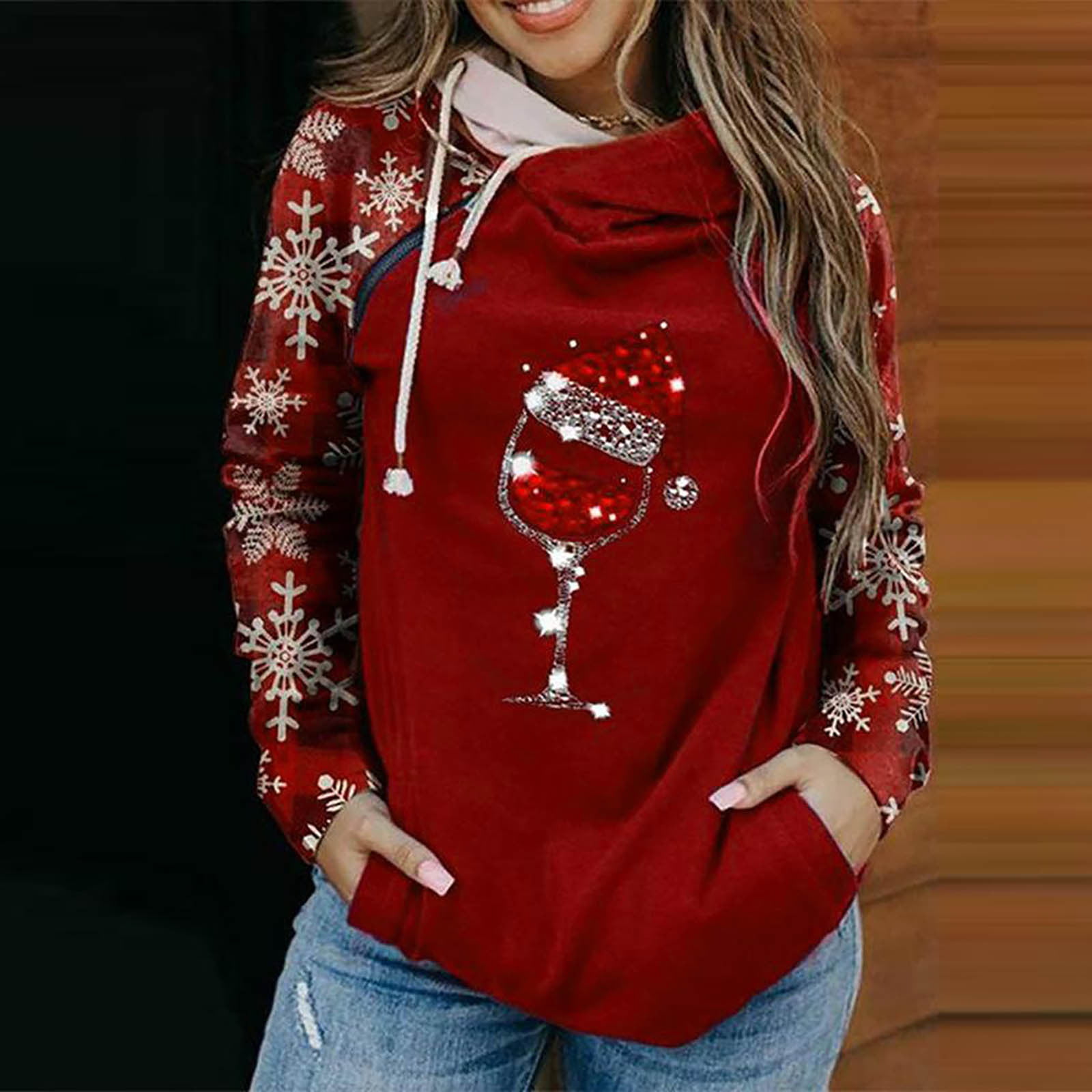 Womens Ugly Christmas Sweatshirt Pullover Tops Crewneck Long Sleeve Jumper Sweater Casual Shirts Tunics 
