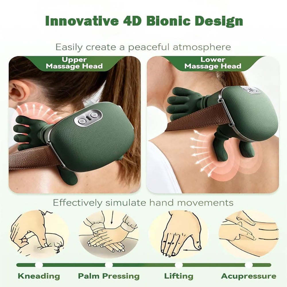 Neck Massager for Pain Relief Deep Tissue, 4D Kneading Massage, Quiet & Portable Lightweight, 3-Speed Adjustment, Cordless Neck and Shoulder Massager with Heat, Electric Hand Massager for Muscle
