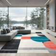 thumbnail image 2 of ODIKA 6'x9' Ultra-Soft Area Rug, Personalized Photo Abstract Interlocking Border Exact Alfombra None Washable, Bare feet friendly, Silk-Touch for Guest Room, Bedroom, 2 of 7