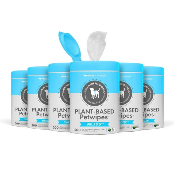 Petwipes Petkin 200 toallitas a base de plantas, 6 unidades, para perros y gatos