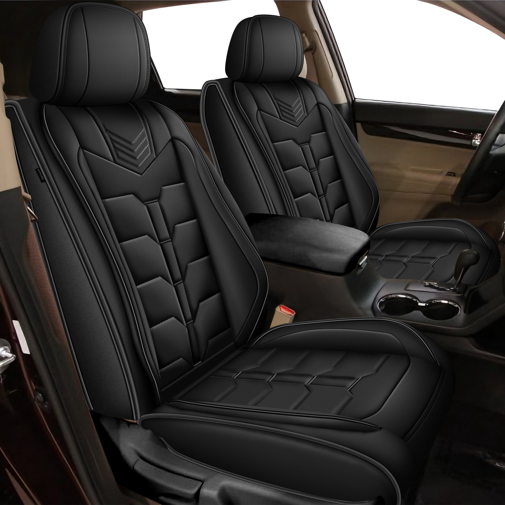 Car Seat Cover for Infiniti Q70 2014-2019 Premium Leather Seat Covers with Lumbar Support,Waterproof Auto Protectors Cushions Black,Full Set(2 Row 5 Seats)