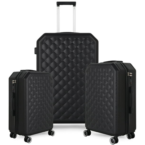 3pc Craft Lightweight Hardside Carry On Luggage Set, Ebony Black