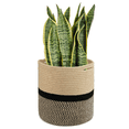 thumbnail image 1 of Sturdy Jute Rope Plant Basket Modern Woven Basket up to 9 Inch Flower Pot Floor Indoor Planters  10” x 10” Storage Organizer Basket Rustic Home Decor  Black Stripes, 1 of 7