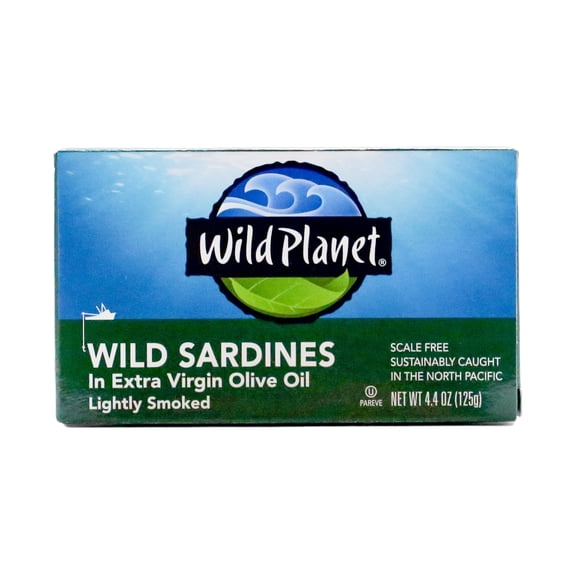 Wild Planet Wild Sardines in Extra Virgin Olive Oil, 4.375 oz, (Pack of 12)