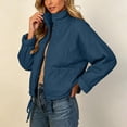 thumbnail image 5 of Casual Quilted Jackets for Women Ribbed Collar Long Sleeve Zip Front Loose Fit Fall Jacket, 5 of 8