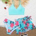 thumbnail image 2 of Girls' Swimwear Size 10 V Neck Spaghetti Strap Wireless Triangle Girls' Swimwear Relaxed Fit Bikini Set Beachwear,D-Blue,9Y(8-9 Years), 2 of 6
