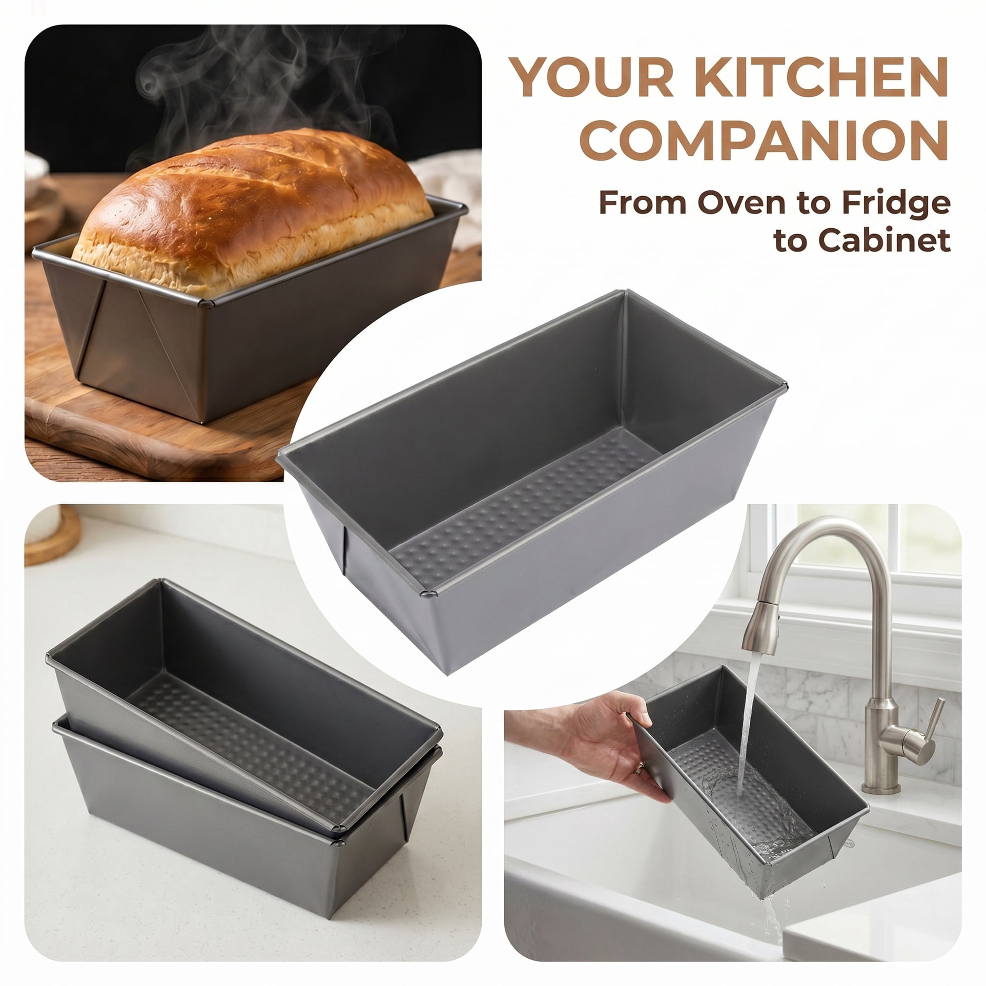 Unique Bargains Loaf Pan Large Size Nonstick Carbon Steel Tray for Homemade Bread Black 8.3"x4.6"x3"