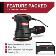 Hyper Tough 2.5 Amp Corded 5 inch Orbital Sander with Dust Bag, Vacuum Hose Adapter & 3 Sanding Sheets, New Condition
