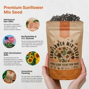 Sunflower Mix Seeds Pack 2 oz – 2,500+ Non-GMO Heirloom Seeds for Planting Indoors & Outdoors – Resealable Bag, High Germination, Pollinator-Friendly Wildflowers – USA Grown