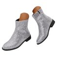 thumbnail image 3 of YLYL Sparkle Ankle Boots for Women Chunky Low Heel Round Toe Side Zipper Dressy Party Prom Wedding Booties, 3 of 9
