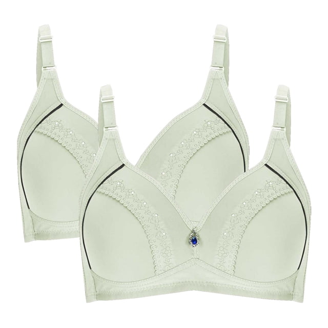 ameIAEA 2PC No Underwire Bra for Women Full Coverage Bra Push Up Adjustable Strap Breathable Bras