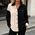 thumbnail image 4 of PFRNLFNo Boundaries Womens Corduroy Button Down Shirts Fall Loose Casual Long Sleeve Tops, 4 of 8